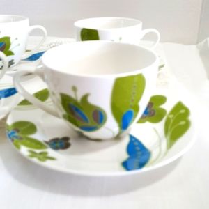 Pair Teacup Saucer AQUA GARDEN, Set of 2